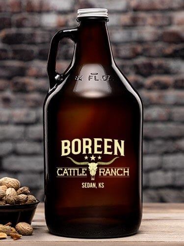 Cattle Ranch Amber Color Printed Growler