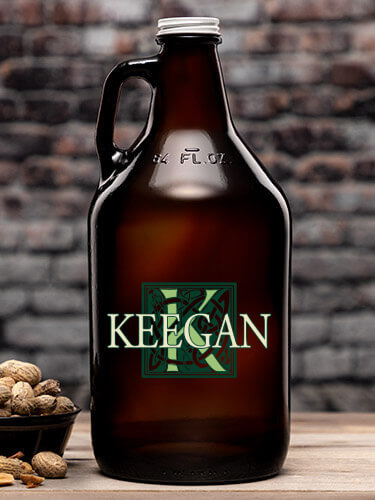 Celtic Monogram Amber Color Printed Growler