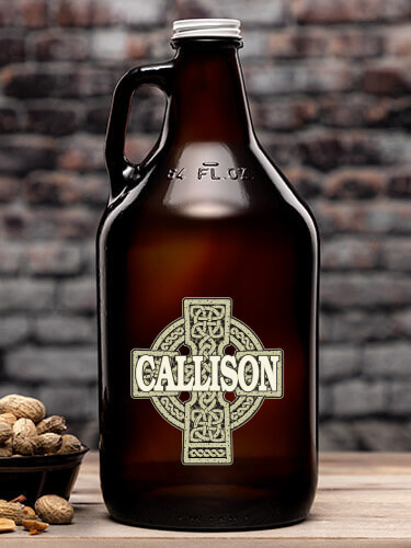 Celtic Stone Cross Amber Color Printed Growler