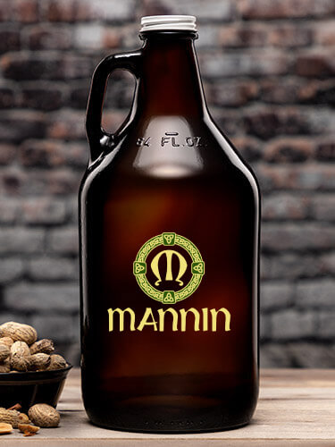 Celtic Wreath Monogram Amber Color Printed Growler