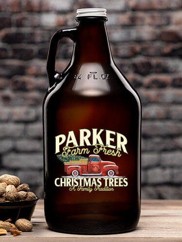 Christmas Tree Farm Amber Color Printed Growler