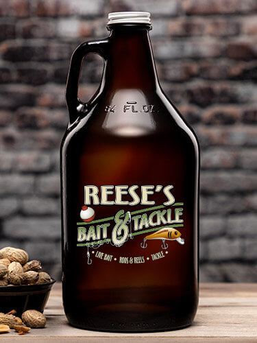 Classic Bait and Tackle Amber Color Printed Growler