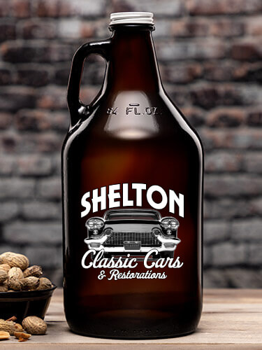 Classic Cars Amber Color Printed Growler