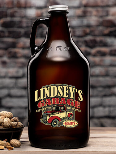 Classic Garage Amber Color Printed Growler