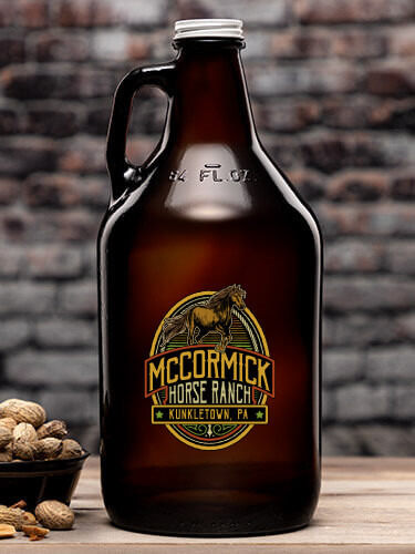 Classic Horse Ranch Amber Color Printed Growler