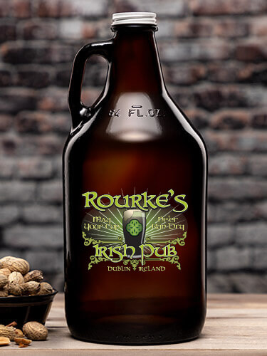 Classic Irish Pub Amber Color Printed Growler