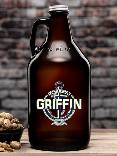 Classic Yacht Club Amber Color Printed Growler