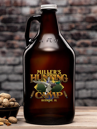 Duck Hunting Camp Amber Color Printed Growler