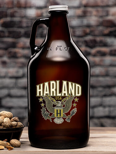 Eagle Monogram Amber Color Printed Growler