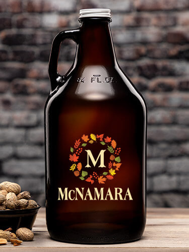 Fall Monogram Amber Color Printed Growler