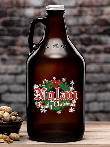 Family Christmas Amber Color Printed Growler