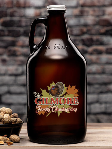 Family Thanksgiving Amber Color Printed Growler