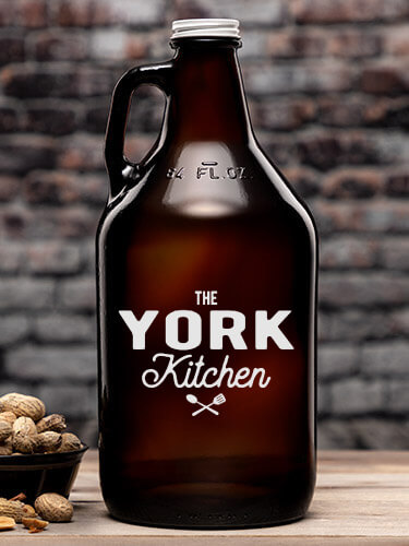 Farmhouse Kitchen Amber Color Printed Growler