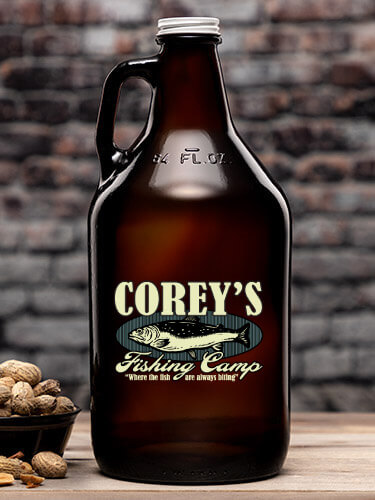 Fishing Camp Amber Color Printed Growler