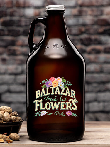 Fresh Cut Flowers Amber Color Printed Growler