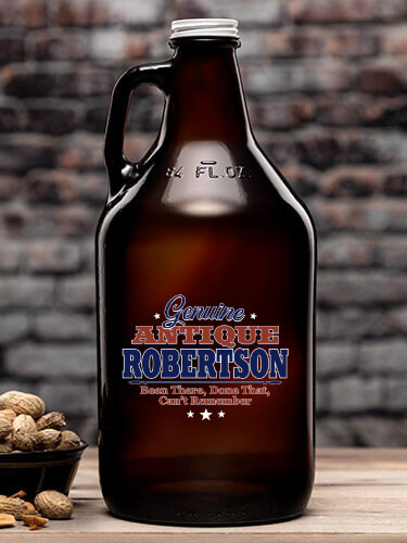 Genuine Antique Amber Color Printed Growler