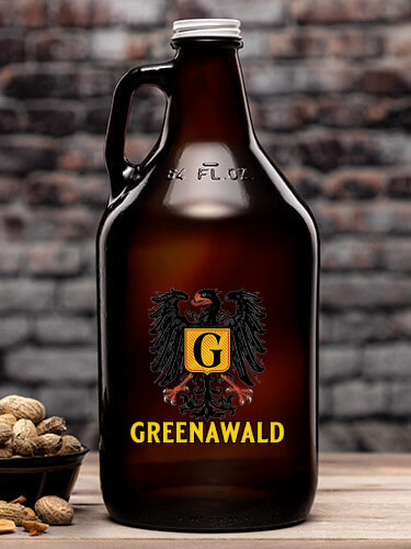 German Monogram Amber Color Printed Growler