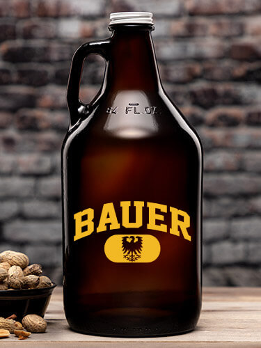 German Varsity Amber Color Printed Growler