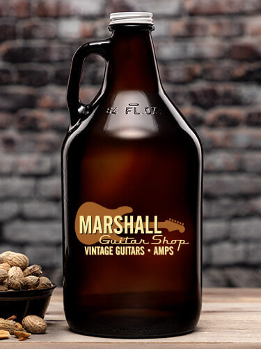 Guitar Shop Amber Color Printed Growler