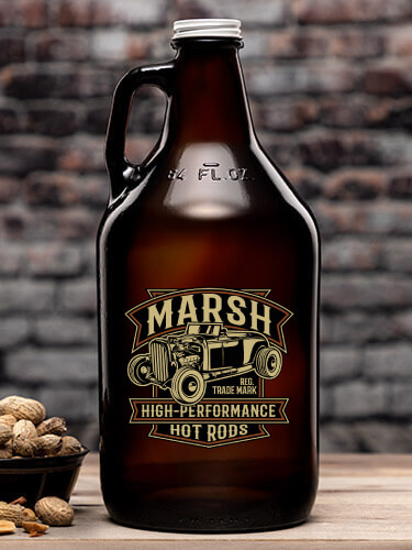 High-Performance Hot Rods Amber Color Printed Growler