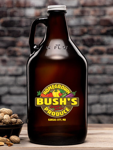 Homegrown Produce Amber Color Printed Growler