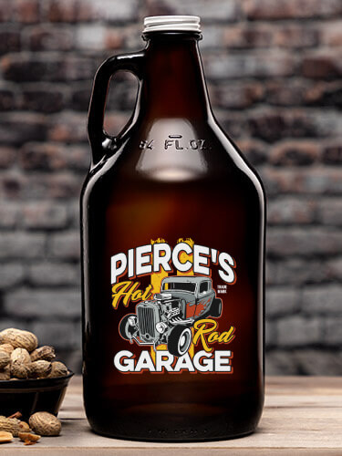 Hot Rod Garage BP Amber Color Printed Growler