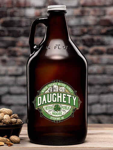 Irish Public House Amber Color Printed Growler