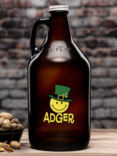 Irish Smiley Amber Color Printed Growler