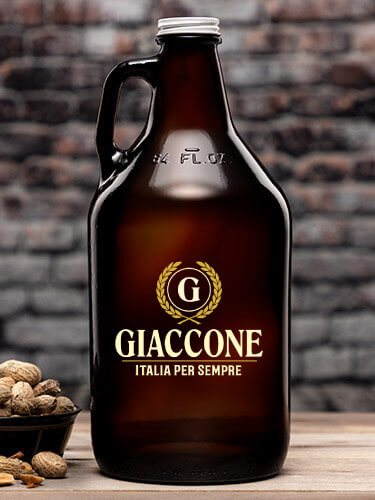 Italian Monogram Amber Color Printed Growler