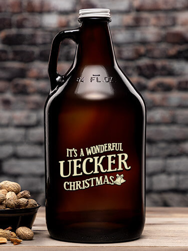 It's A Wonderful Christmas Amber Color Printed Growler
