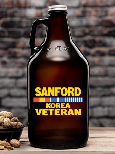 Korea Veteran Amber Color Printed Growler