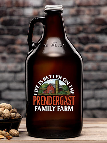 Life Is Better Farm Amber Color Printed Growler