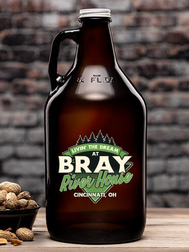 Livin' The Dream River House Amber Color Printed Growler