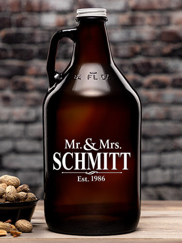 Mr and Mrs Amber Color Printed Growler
