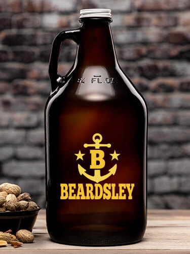 Nautical Monogram Amber Color Printed Growler