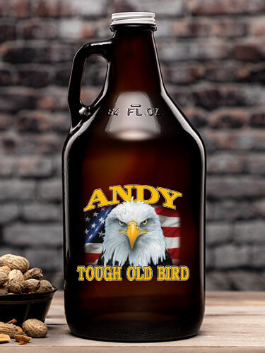 Patriotic Tough Old Bird Amber Color Printed Growler