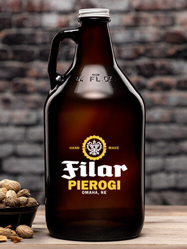 Pierogi Amber Color Printed Growler