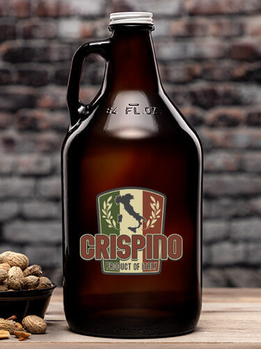 Product Of Italy Amber Color Printed Growler