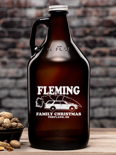 Retro Family Christmas Amber Color Printed Growler