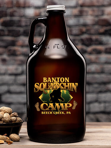 Squatchin' Camp Amber Color Printed Growler