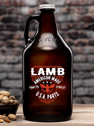 U.S.A. Parts Amber Color Printed Growler