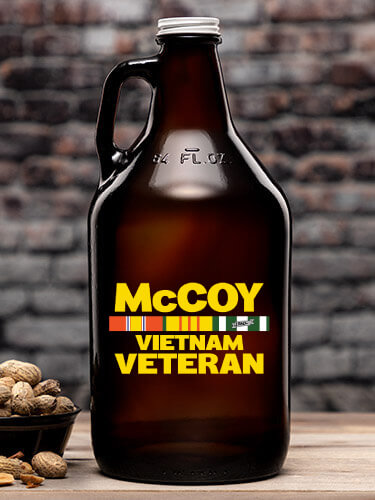 Vietnam Veteran Amber Color Printed Growler