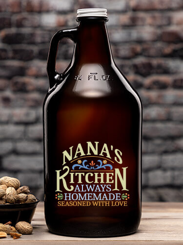 Vintage Kitchen Amber Color Printed Growler