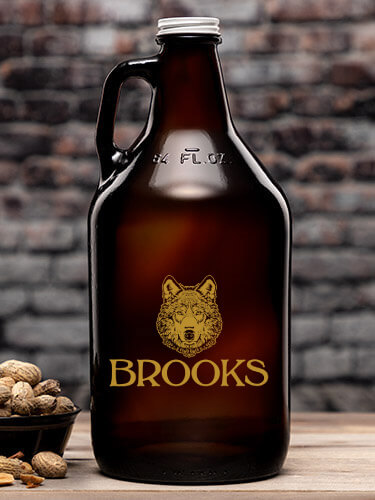 Wolf Amber Color Printed Growler