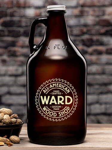 Wood Shop Amber Color Printed Growler