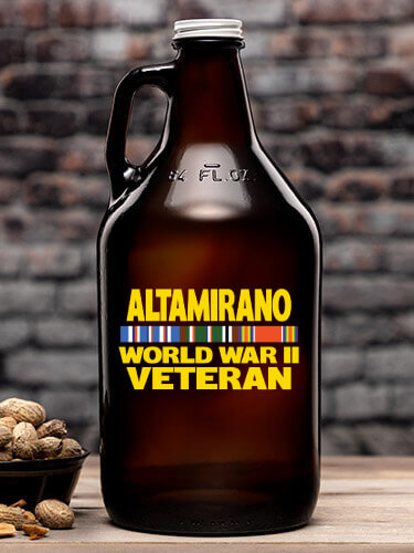 WW2 European Veteran Amber Color Printed Growler