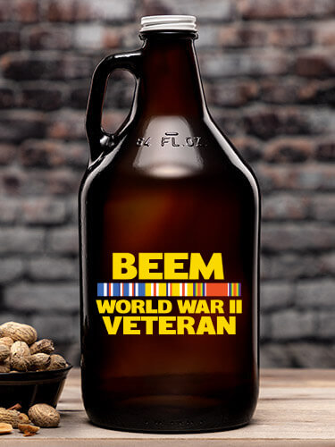 WW2 Pacific Veteran Amber Color Printed Growler