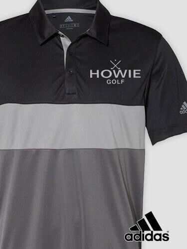 Golf Black/2-Tone Grey Embroidered Adidas Color Block Polo Shirt