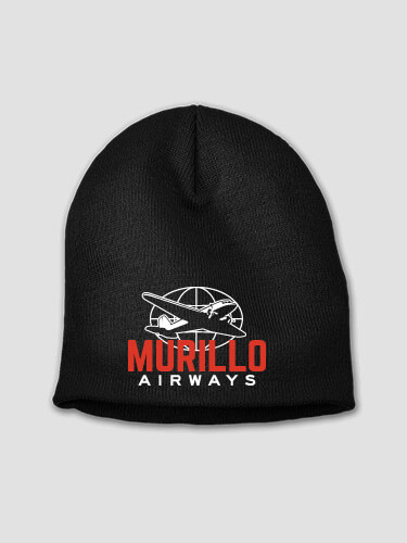 Airways Black Embroidered Beanie