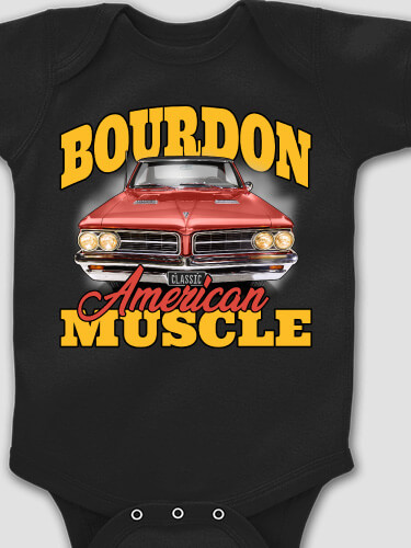 American Muscle Car Black Baby Bodysuit